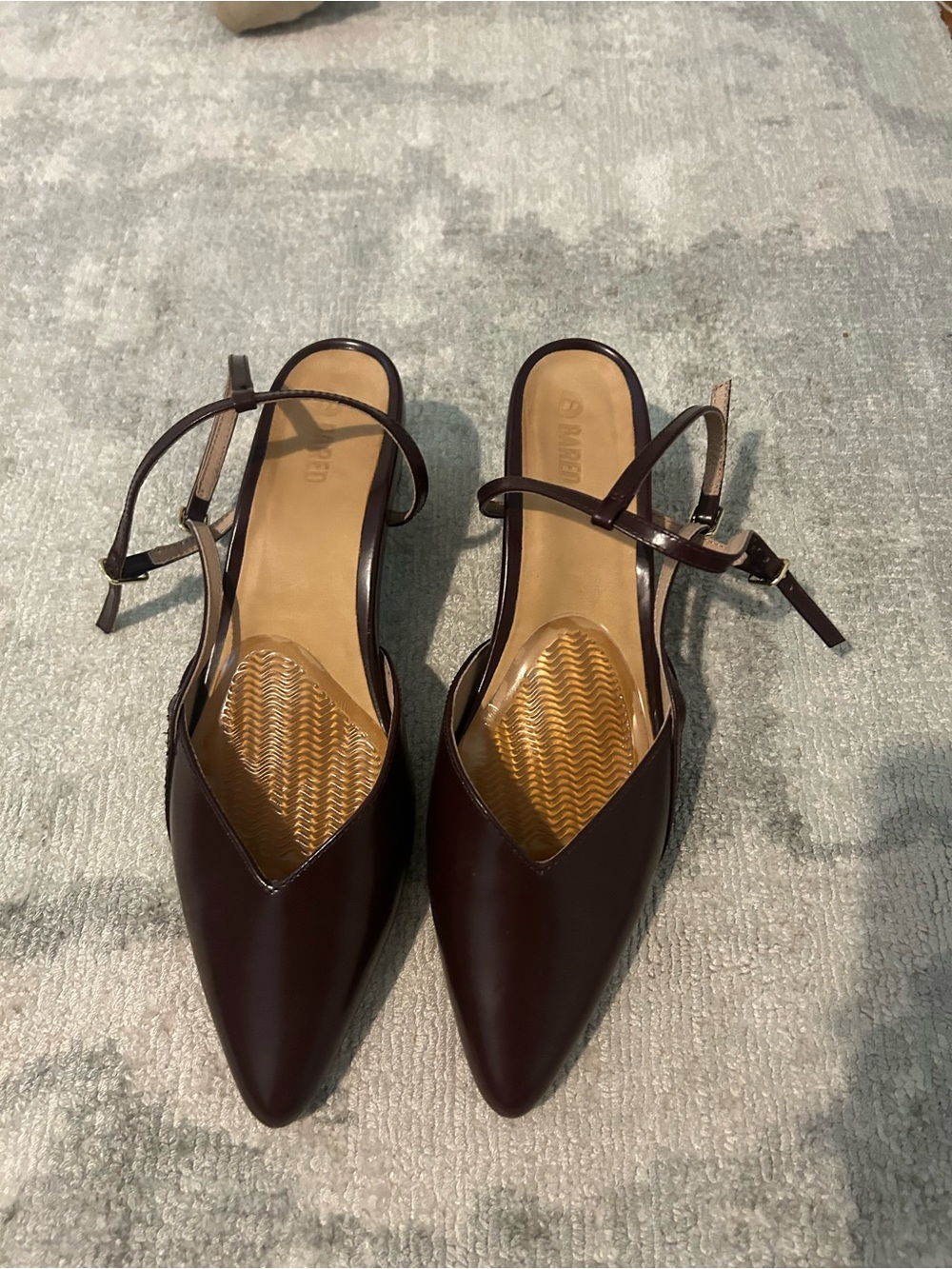 Bared Footwear Dark Brown Leather Low Block Heel Slingback